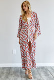 Printed Long Sleeve Loose Kimono Davi & Dani