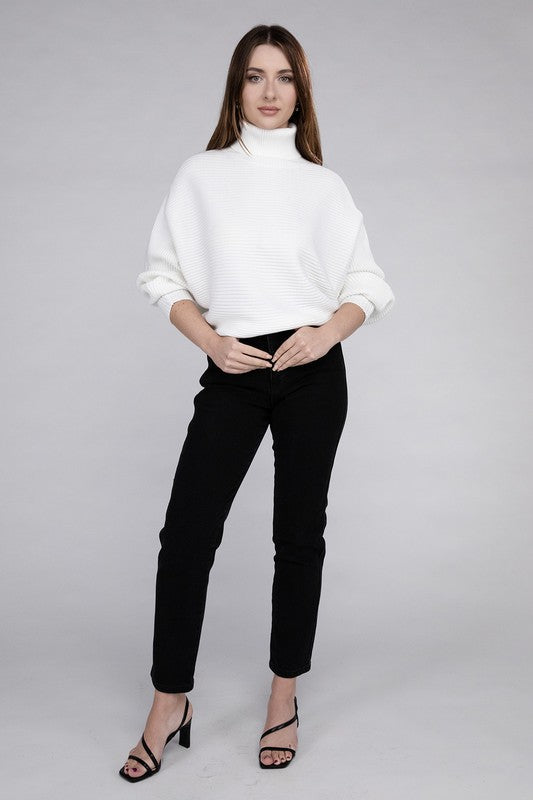 Viscose Dolman Sleeve Turtleneck Sweater ZENANA