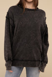 Acid Wash French Terry Exposed-Seam Sweatshirt ZENANA