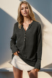 Double Take Full Size Notched Thumbhole Long Sleeve T-Shirt Trendsi