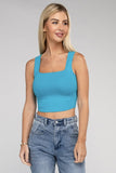 Zenana Cotton Square Neck Cropped Cami Top ZENANA