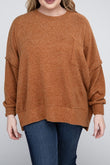 Plus Brushed Melange Drop Shoulder Sweater ZENANA