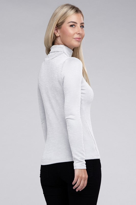 Ribbed Turtle Neck Long Sleeve Top ZENANA