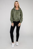 Acid Wash Fleece Cropped Zip-Up Hoodie ZENANA