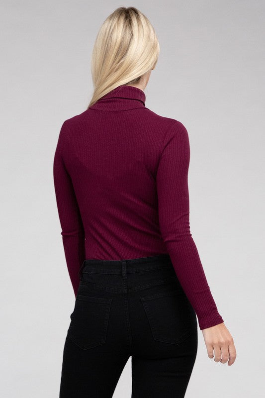 Long-Sleeve Turtleneck Bodysuit Ambiance Apparel