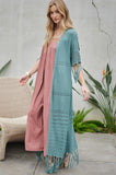 Solid Long Cardigan With Fringe Davi & Dani