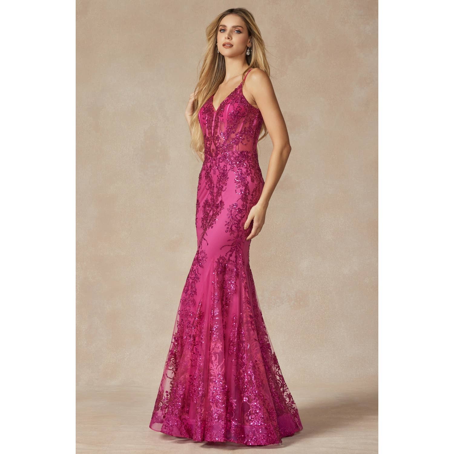 Juliet Embroidered Sequins Mermaid Evening Prom Gown - Rosa Apparel