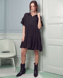 Jade By Jane Ruffled V-Neck Short Sleeves Tiered Mini Dress JBJ1054A Jade By Jane