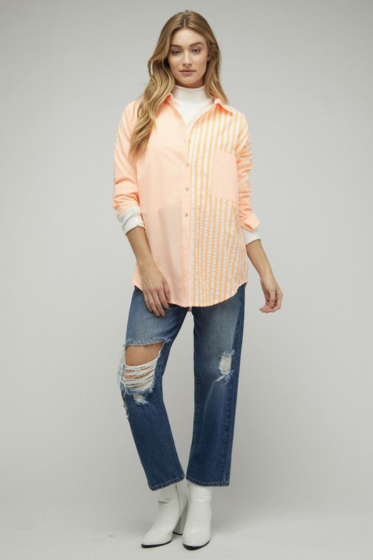 Stripe Button Down Long Sleeve Shirt Davi & Dani