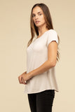 Flowy Round Hem Rayon Short Sleeve Top ZENANA