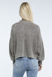 Washed Collared Henley Sweater ZENANA