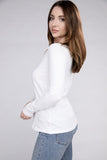 Cotton V-Neck Long Sleeve T-Shirt ZENANA