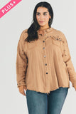 Plus Distressed hem button down oversize shirt Davi & Dani