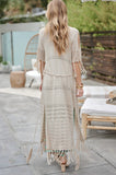 Solid Long Cardigan With Fringe Davi & Dani