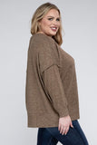 Plus Brushed Melange Drop Shoulder Sweater ZENANA