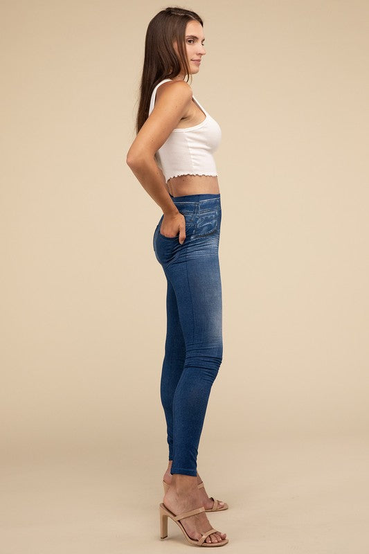 Lilou High-Rise Waist Stretchy Fit Denim Leggings Lilou