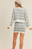 MABLE Plaid Button Down Sweater Cardigan and Mini Skirt Set Trendsi