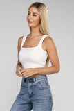 Zenana Cotton Square Neck Cropped Cami Top ZENANA