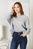 Double Take Seam Detail Round Neck Long Sleeve Top Trendsi