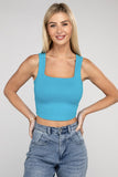 Zenana Cotton Square Neck Cropped Cami Top ZENANA