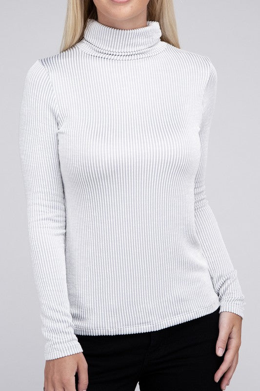 Ribbed Turtle Neck Long Sleeve Top ZENANA