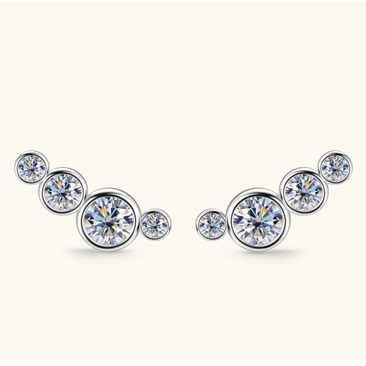 Moissanite 925 Sterling Silver Stud Earrings - Rosa Apparel