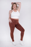 Plus Mineral Washed Wide Waistband Yoga Leggings ZENANA