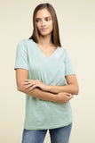 Zenana Casual Cotton V-Neck Short Sleeve T-Shirts ZENANA