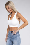 Zenana Sporty Ribbed Cropped Racerback V-Neck Sleeveless Tank Top