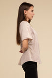 Back Patch Crinkle Washed Raglan Sleeve T-Shirt ZENANA