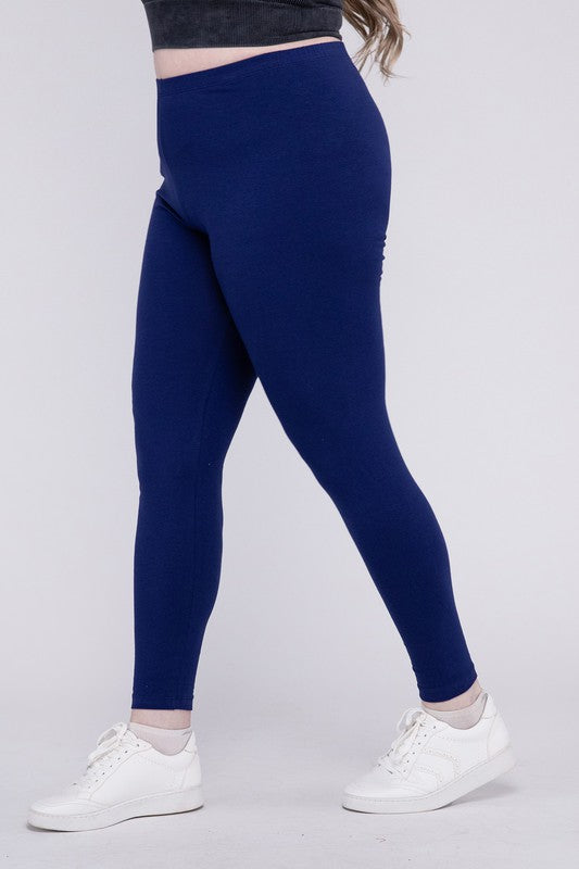 Zenana Casual Plus Premium Cotton Full Length Fitted Leggings ZENANA