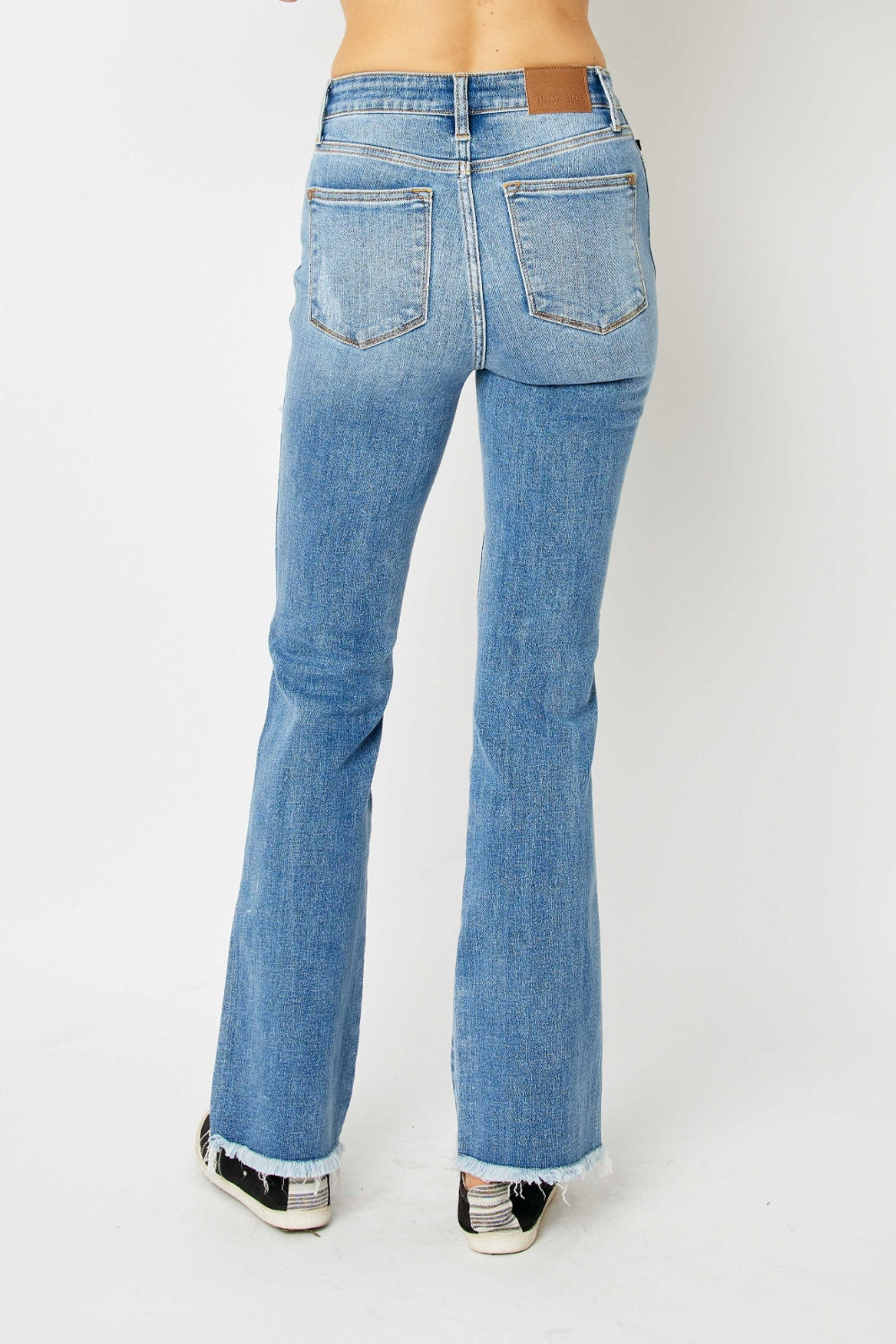 Judy Blue Full Size Distressed Casual Denim Raw Hem Bootcut Jeans Style #: 82542 Judy Blue