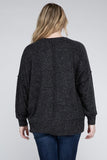 Plus Brushed Melange Drop Shoulder Sweater ZENANA