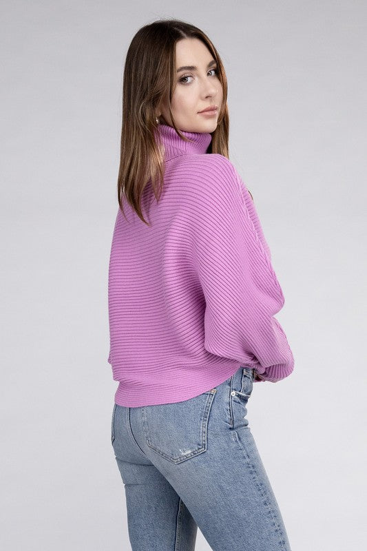 Viscose Dolman Sleeve Turtleneck Sweater ZENANA