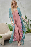 Solid Long Cardigan With Fringe Davi & Dani