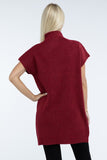 Mock Neck Short Sleeve Sweater Dress with Pocket ZENANA