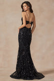 Juliet Fitted Sequin Print Deep V-Neck Gown 2411 Juliet