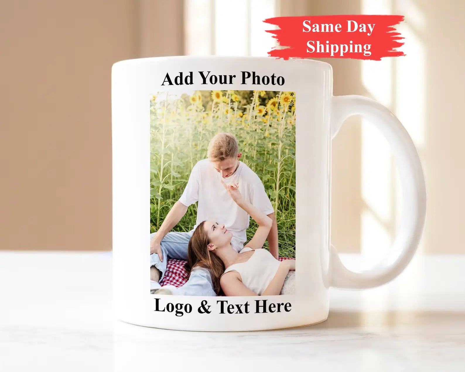 Custom Coffee Mug with Photo, Personalized Picture Coffee Cup, Anniversary Mug Gift for Him / Her, Customizable Logo-Text Mug Rosa Apparel