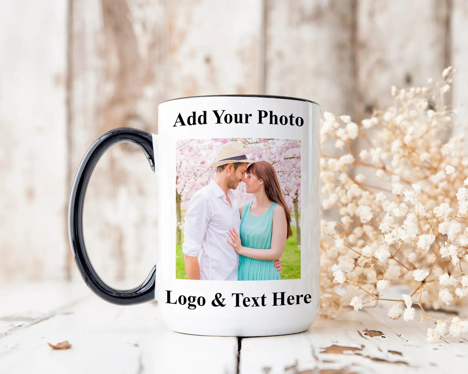 Custom Coffee Mug with Photo, Personalized Picture Coffee Cup, Anniversary Mug Gift for Him / Her, Customizable Logo-Text Mug Rosa Apparel