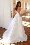 Juliet Stunning Swoop Neckline A-Line Satin Wedding Dress JT2885CW