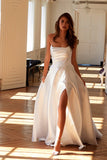 Juliet Stunning Swoop Neckline A-Line Satin Wedding Dress JT2885CW