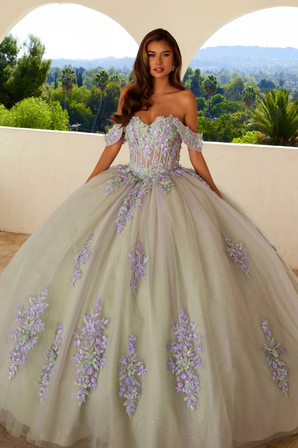 Juliet Off-the-Shoulder Quinceañera Floral Ball Gown - JT1479J - Rosa Apparel