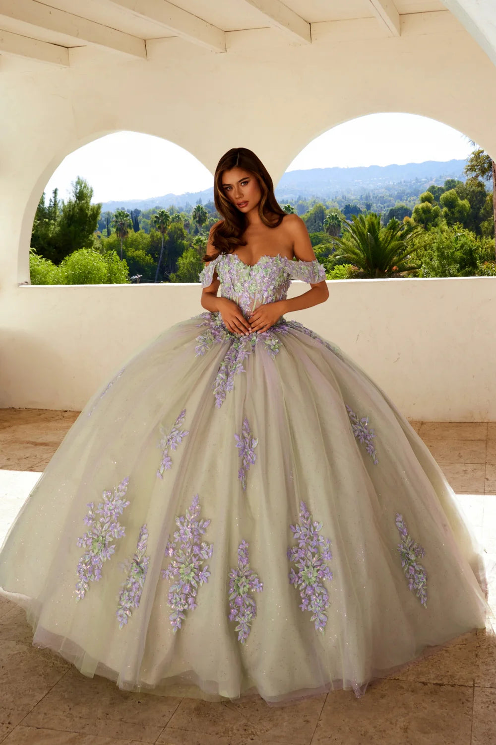 Juliet Off-the-Shoulder Quinceañera Floral Ball Gown - JT1479J - Rosa Apparel