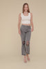 Zenana Acid Washed High Waist Distressed Straight Jeans Pants