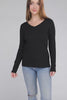 Zenana Cotton V-Neck Long Sleeve T-Shirt