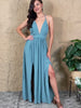 OneTheLand Captivating Muse Open Crossback Maxi Dress in Turquoise