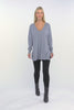 Zenana Hi-Low Hem Front Seam V-Neck Sweater