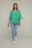 Zenana Brushed Waffle Exposed-Seam 3/4 Sleeve Top