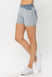 Judy Blue Full Size Color Block Denim Shorts - Rosa Apparel