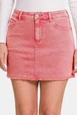 Zenana 90's Vibe Acid Wash Frayed Hem Skirt - Rosa Apparel